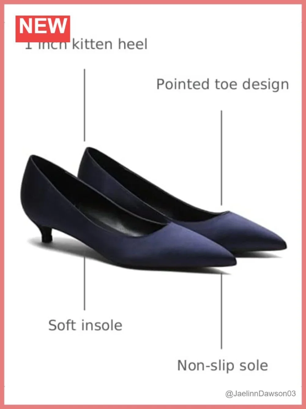Women's Low Kitten Heel Pumps Pointed Toe Satin Slip On Dress Shoes